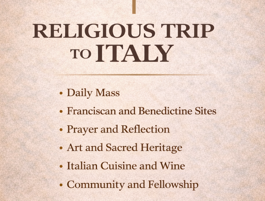 Religiuos Trip to Italy 2026